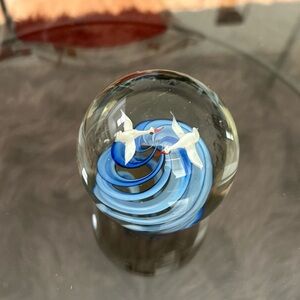 Vintage seagull blue swirl paperweight